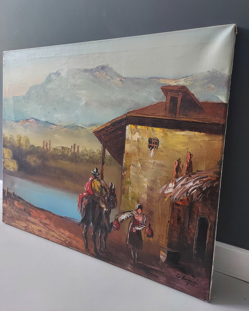 Peinture à l'huile sur toile signée