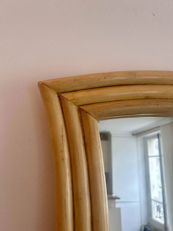 Image 1 of Miroir Vintage Évasé, Rotin, France 1970