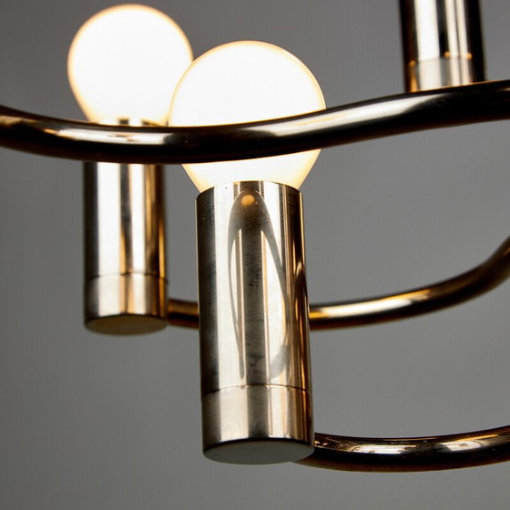 Image 1 of Lustre vintage en acier chromé par Gaetano Sciolari pour Boulanger, 1970