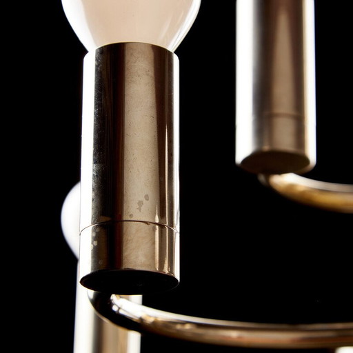 Lustre vintage en acier chromé par Gaetano Sciolari pour Boulanger, 1970