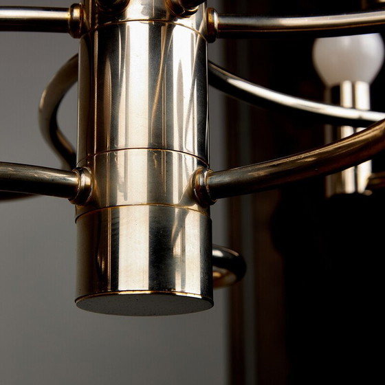Image 1 of Lustre vintage en acier chromé par Gaetano Sciolari pour Boulanger, 1970