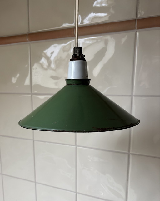 1X Lampe pendante industrielle - Émail vert