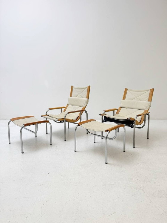 Image 1 of Hans Eichenberger Fauteuil de salon et ottomane de Strässle, années 1960