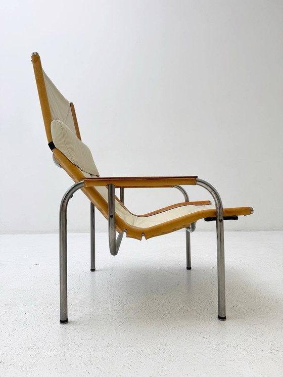 Image 1 of Hans Eichenberger Fauteuil de salon et ottomane de Strässle, années 1960