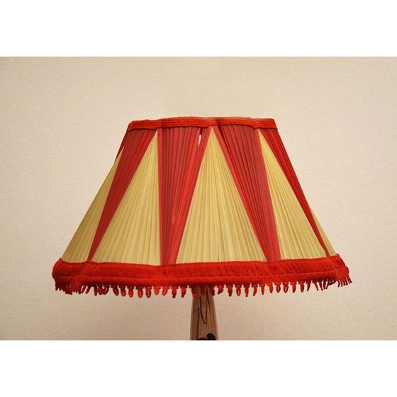 Image 1 of Lampadaire vintage en céramique avec table et abat-jour original, 1950