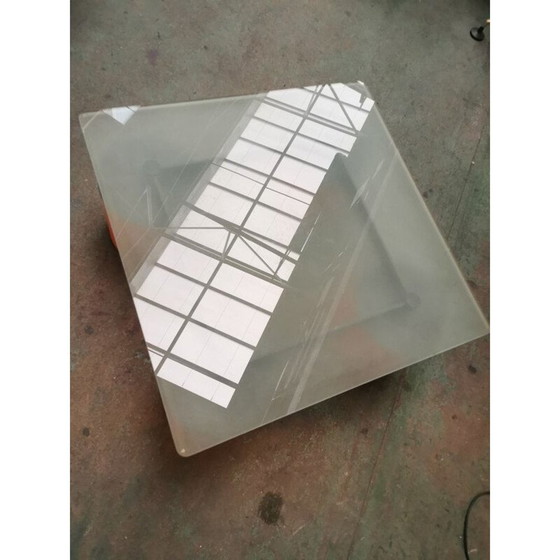 Image 1 of Table basse vintage "Serenissimo" plateau en verre opalescent par David Law et Massimo Vignelli, Italie 1980