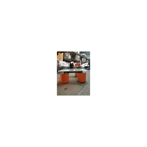 Table basse vintage "Serenissimo" plateau en verre opalescent par David Law et Massimo Vignelli, Italie 1980