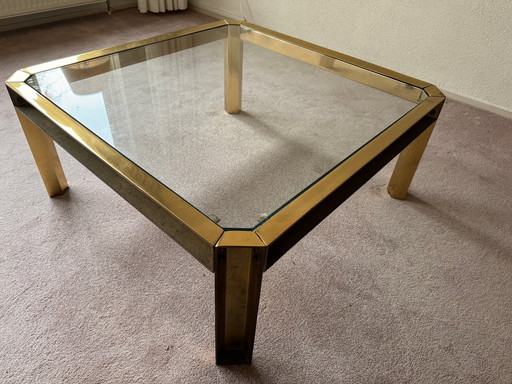 Table basse en laiton avec verre