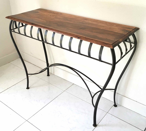 Image 1 of Console En Châtaignier Et Fer Forgé