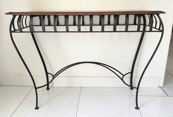 Image 1 of Console En Châtaignier Et Fer Forgé