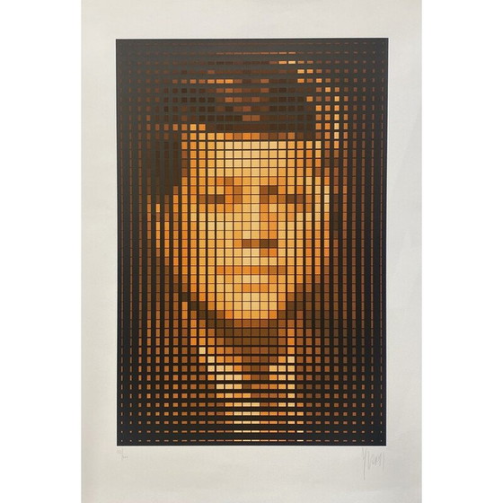 Image 1 of Sérigraphie vintage "J.F Kennedy" en couleurs sur papier vélin par Yvaral, 1979