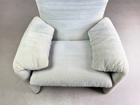 Image 1 of Original Cassina Maralunga Fauteuil Vico Magistretti Tissu Turquoise