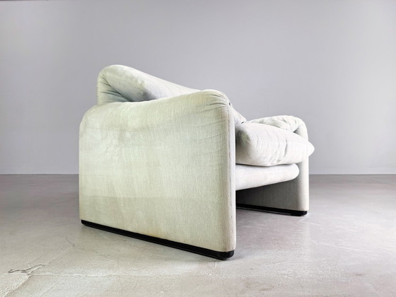 Image 1 of Original Cassina Maralunga Fauteuil Vico Magistretti Tissu Turquoise