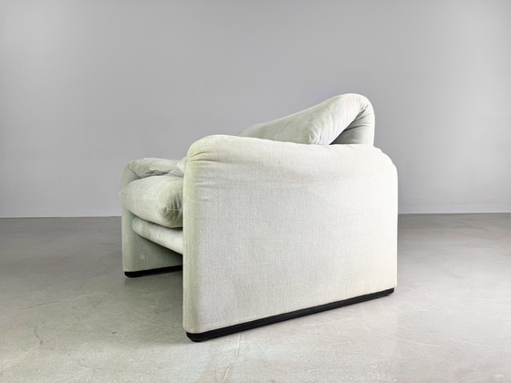 Image 1 of Original Cassina Maralunga Fauteuil Vico Magistretti Tissu Turquoise