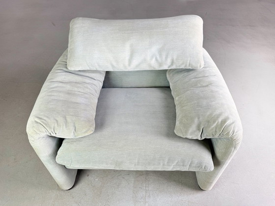 Image 1 of Original Cassina Maralunga Fauteuil Vico Magistretti Tissu Turquoise