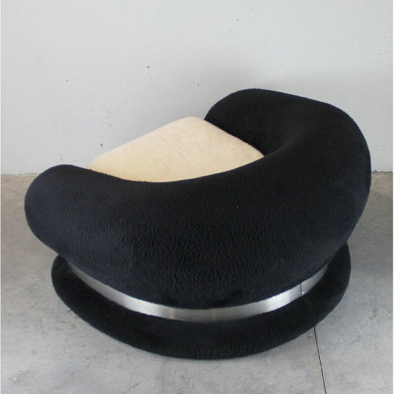 Image 1 of Paire de fauteuils vintage noir et blanc, Italie 1970