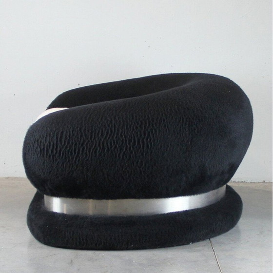 Image 1 of Paire de fauteuils vintage noir et blanc, Italie 1970