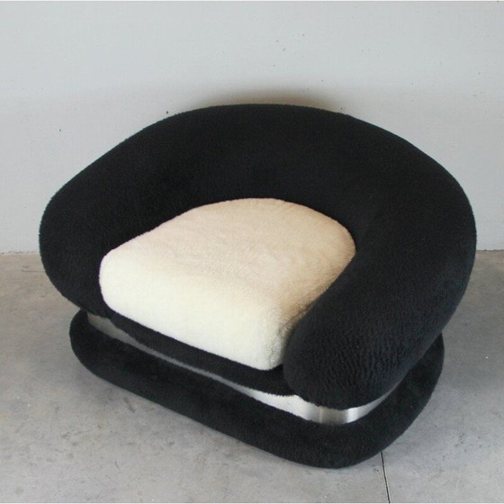 Image 1 of Paire de fauteuils vintage noir et blanc, Italie 1970