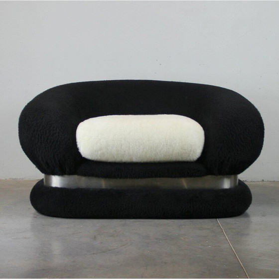 Image 1 of Paire de fauteuils vintage noir et blanc, Italie 1970