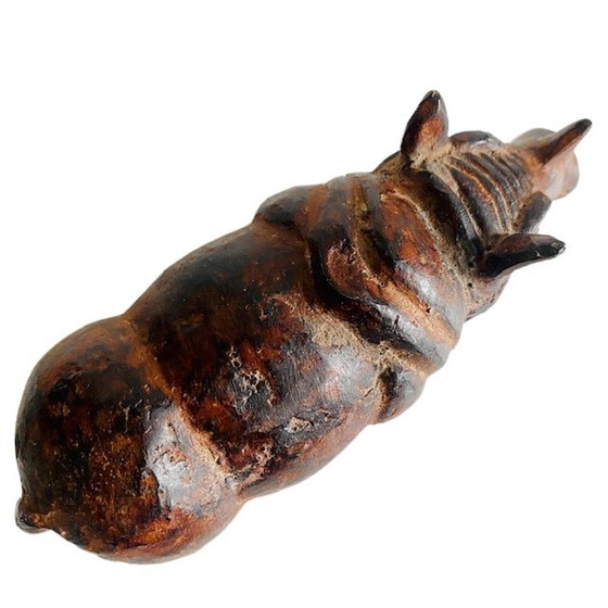 Image 1 of Figurine rhinocéros vintage en bronze bronze