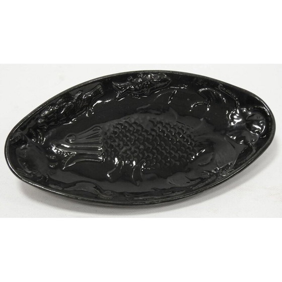 Image 1 of Service de table Vintage Ceramony Vallauris en faïence noire mate, 1950