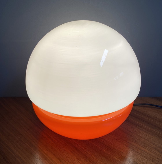 Image 1 of Lampe de table en verre orange et blanc par Stepan Tabery pour Prikon