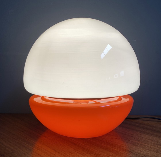 Image 1 of Lampe de table en verre orange et blanc par Stepan Tabery pour Prikon