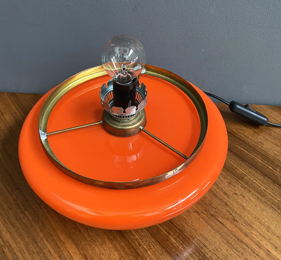 Image 1 of Lampe de table en verre orange et blanc par Stepan Tabery pour Prikon