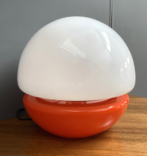 Image 1 of Lampe de table en verre orange et blanc par Stepan Tabery pour Prikon