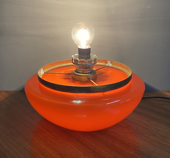 Image 1 of Lampe de table en verre orange et blanc par Stepan Tabery pour Prikon