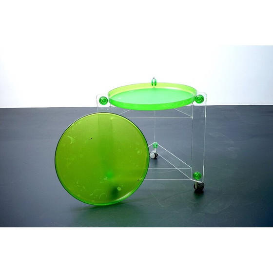 Image 1 of Chariot de bar vintage en plastique de l'ère spatiale par Luigi Massoni pour Guzzini, Italie 1970