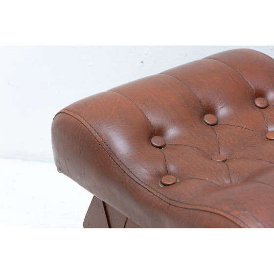 Image 1 of Tabouret vintage en simili-cuir avec espace de rangement, Tchécoslovaquie 1980
