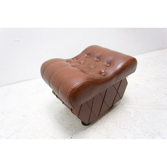 Image 1 of Tabouret vintage en simili-cuir avec espace de rangement, Tchécoslovaquie 1980