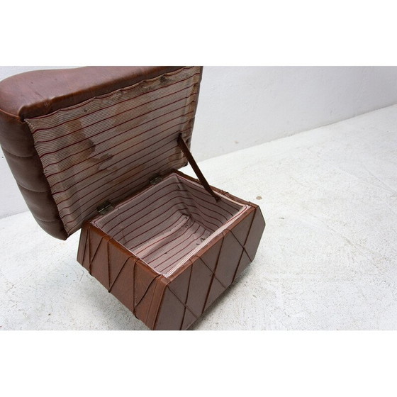 Image 1 of Tabouret vintage en simili-cuir avec espace de rangement, Tchécoslovaquie 1980