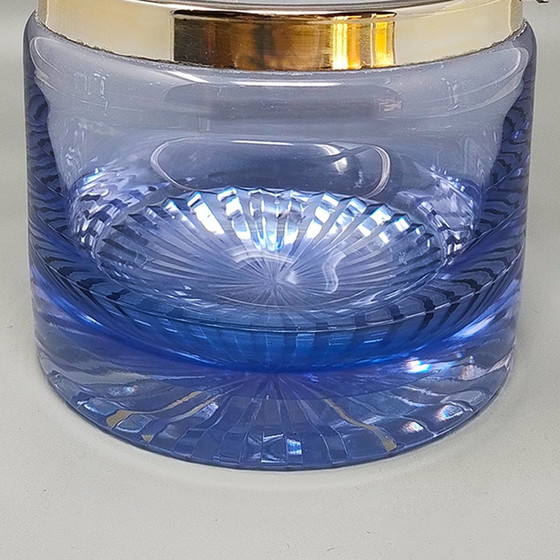 Image 1 of 1970S Gorgeous Blue Ice Bucket In Crystal By L.A.C.S. Made In Italy.