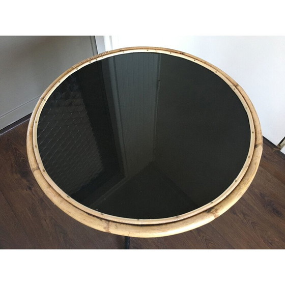 Image 1 of Table basse vintage en verre et acier par Rohé Noordwolde, 1950