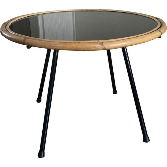 Image 1 of Table basse vintage en verre et acier par Rohé Noordwolde, 1950
