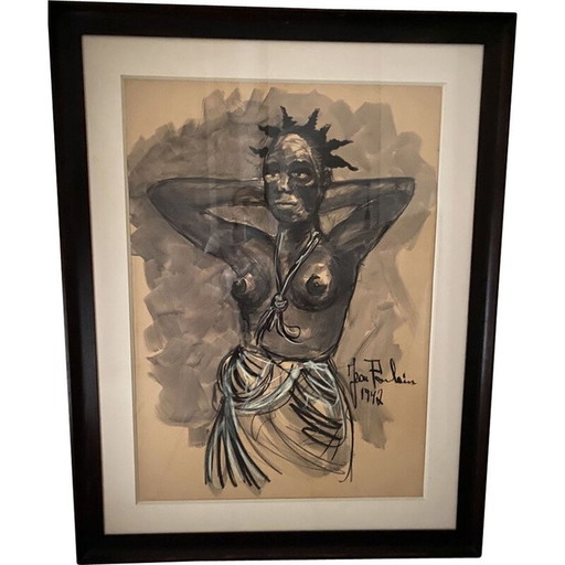 Dessin au fusain de Jean Poulain, 1947