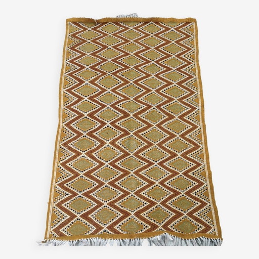 Tapis Berbère Motifs Losanges Tissé Mains En Laine Naturelle