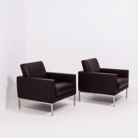 Image 1 of Paire de fauteuils vintage Walter Knoll en cuir marron