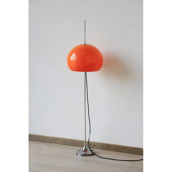 Image 1 of Lampadaire champignon Space Age en métal chromé et plastique par Luigi Massoni pour Guzzini et Meblo, Italie 1970