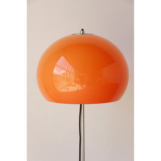 Image 1 of Lampadaire champignon Space Age en métal chromé et plastique par Luigi Massoni pour Guzzini et Meblo, Italie 1970