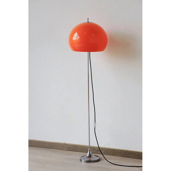 Image 1 of Lampadaire champignon Space Age en métal chromé et plastique par Luigi Massoni pour Guzzini et Meblo, Italie 1970