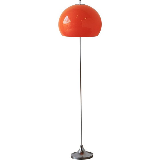 Image 1 of Lampadaire champignon Space Age en métal chromé et plastique par Luigi Massoni pour Guzzini et Meblo, Italie 1970