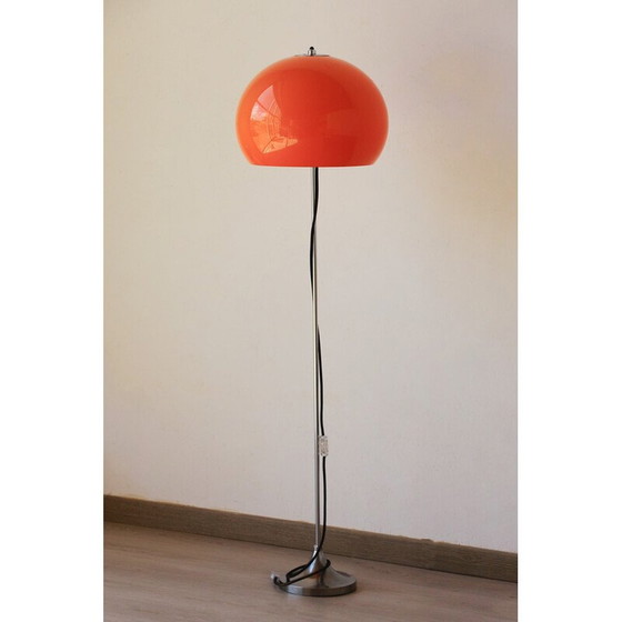 Image 1 of Lampadaire champignon Space Age en métal chromé et plastique par Luigi Massoni pour Guzzini et Meblo, Italie 1970