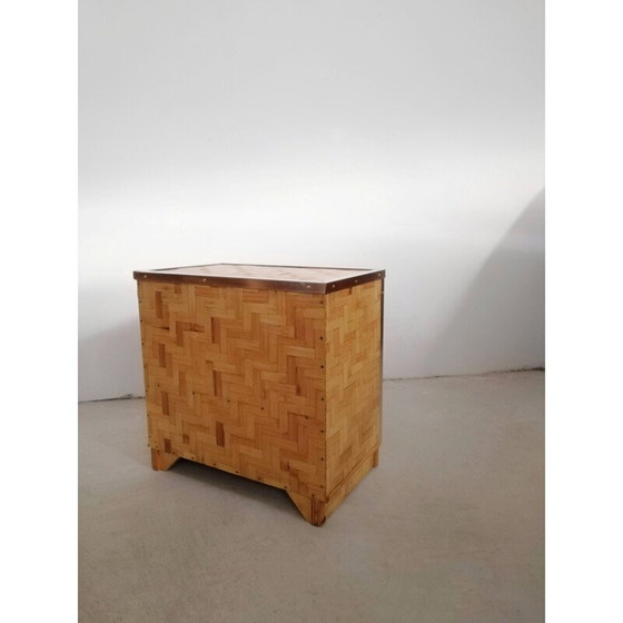 Image 1 of Paire de tables de nuit vintage en bambou et rotin, Italie 1970