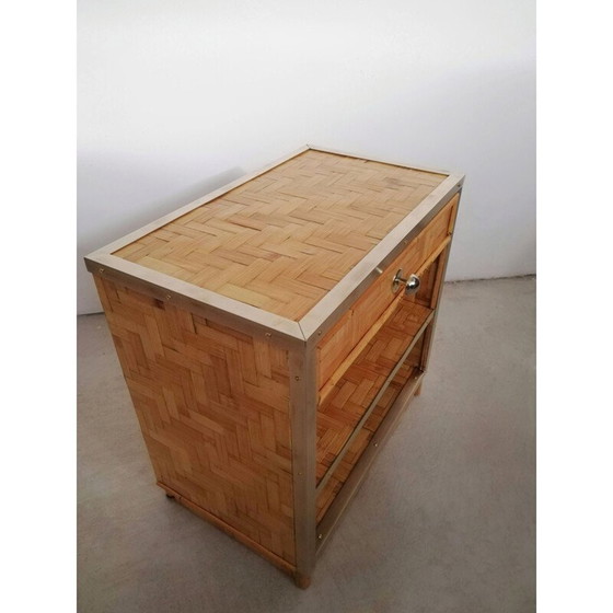 Image 1 of Paire de tables de nuit vintage en bambou et rotin, Italie 1970