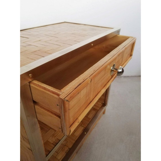 Image 1 of Paire de tables de nuit vintage en bambou et rotin, Italie 1970