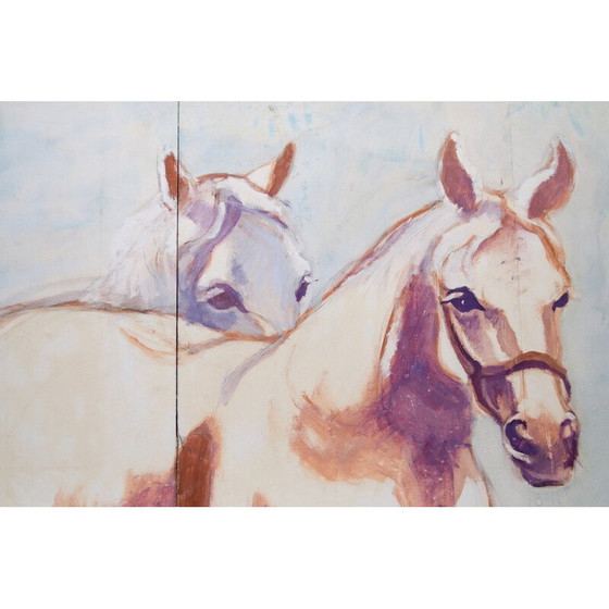 Image 1 of Peinture vintage avec motif de cheval, Tchécoslovaquie 1970