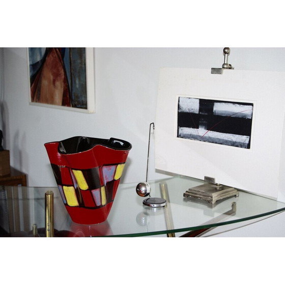 Image 1 of Vase vintage en damier par Elchinger 1960s